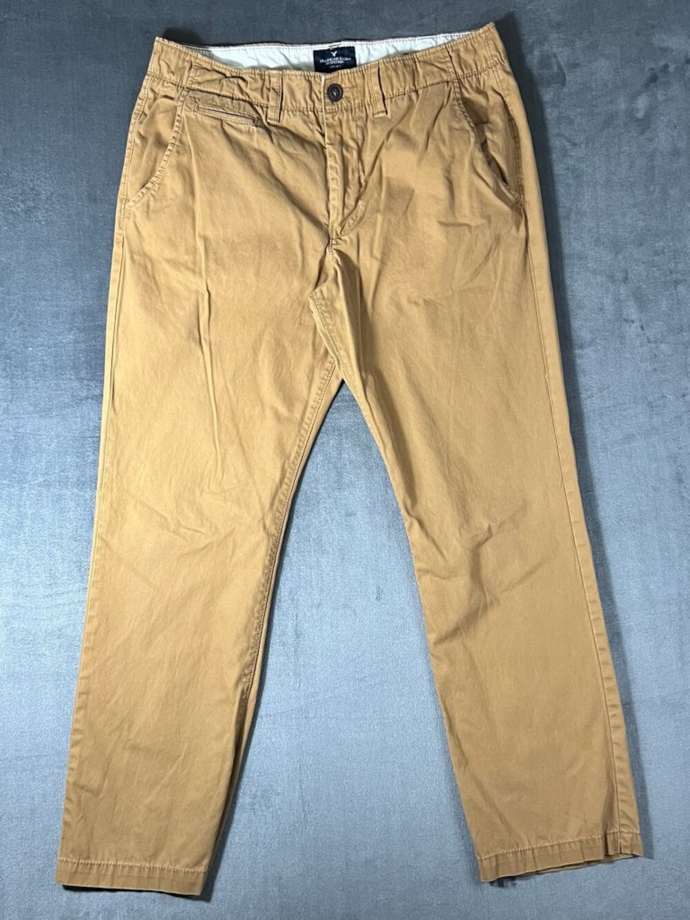 American Eagle Pants Men's Size 34x32 Brown Original Straight Flex Khakis Chino